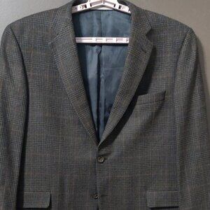 Burberry London 100% Wool Windowpane Plaid Sport Coat Blazer 46R